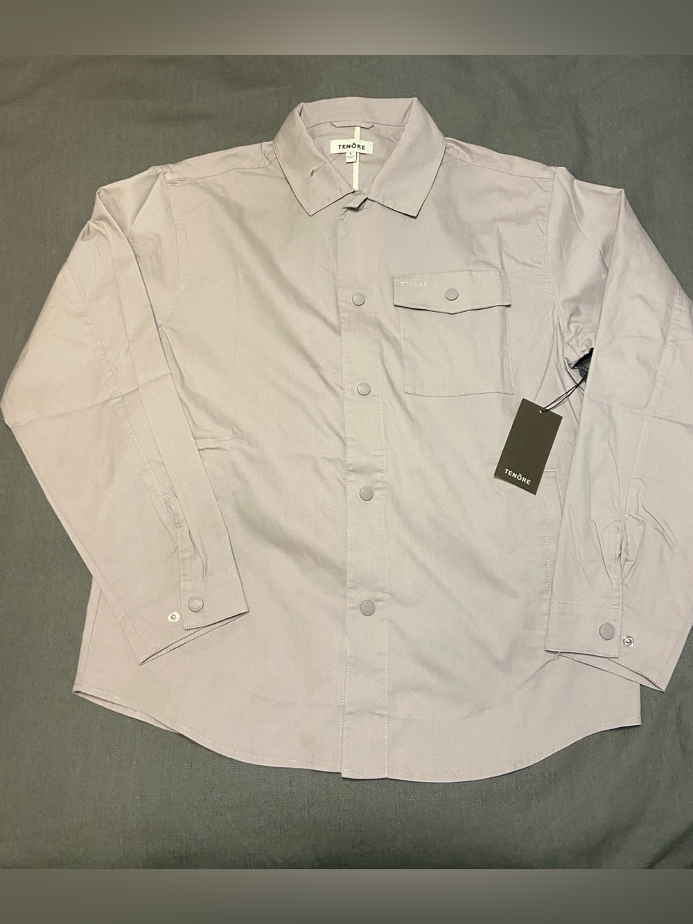 NWT Tenōre sz L Twill Shirt Jacket Gull color light grey